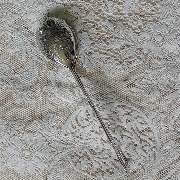 Vintage Silverplate Tongs Ornate Scissor Style Salad Servers - Picture 9 of 9